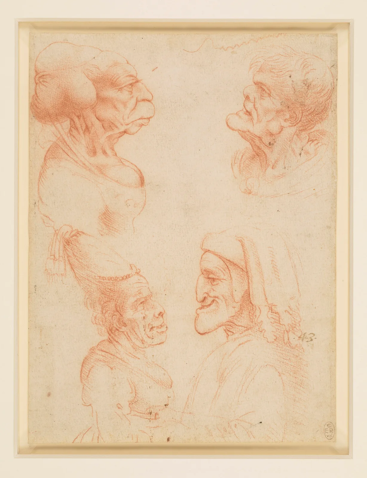 Grotesque Portrait Studies with a Caricature of Dante