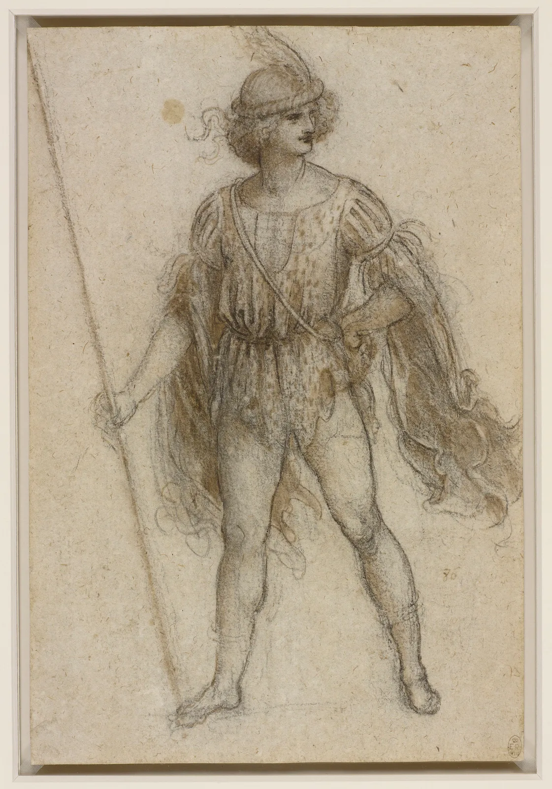 Drawing of a Young Man in Costume with a Lance in his RIght Hand