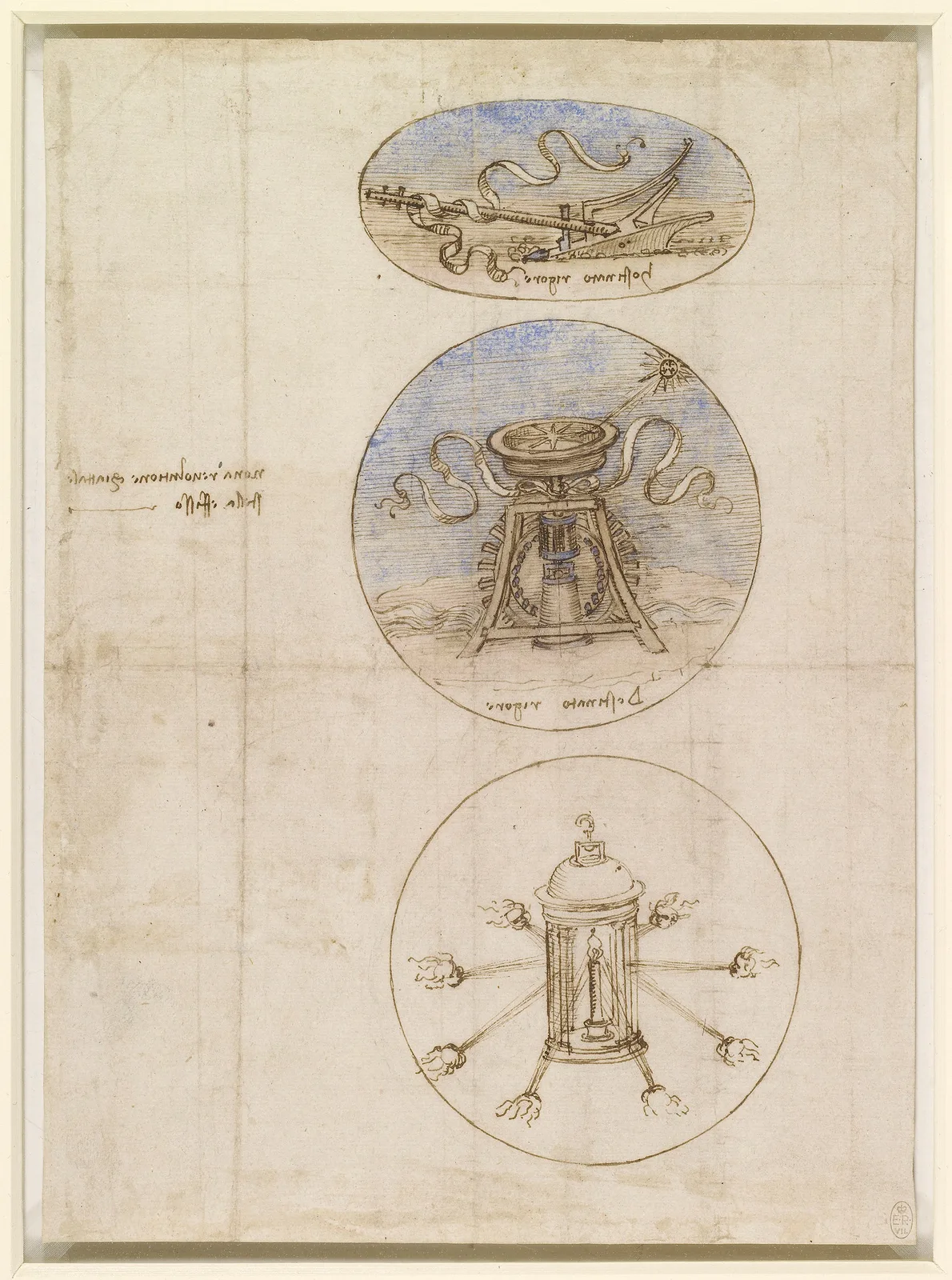 Drawings of Various Emblems (Plough, Compass and Lantern)