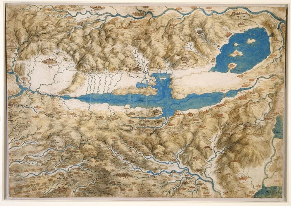Bird's-eye View of the Landscape showing the Tuscan Cities of Arezzo, Perugia, Chiusi and Siena
