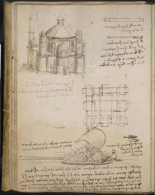 Studies for a Building on a Centralized Plan and a Sketch of a Ship