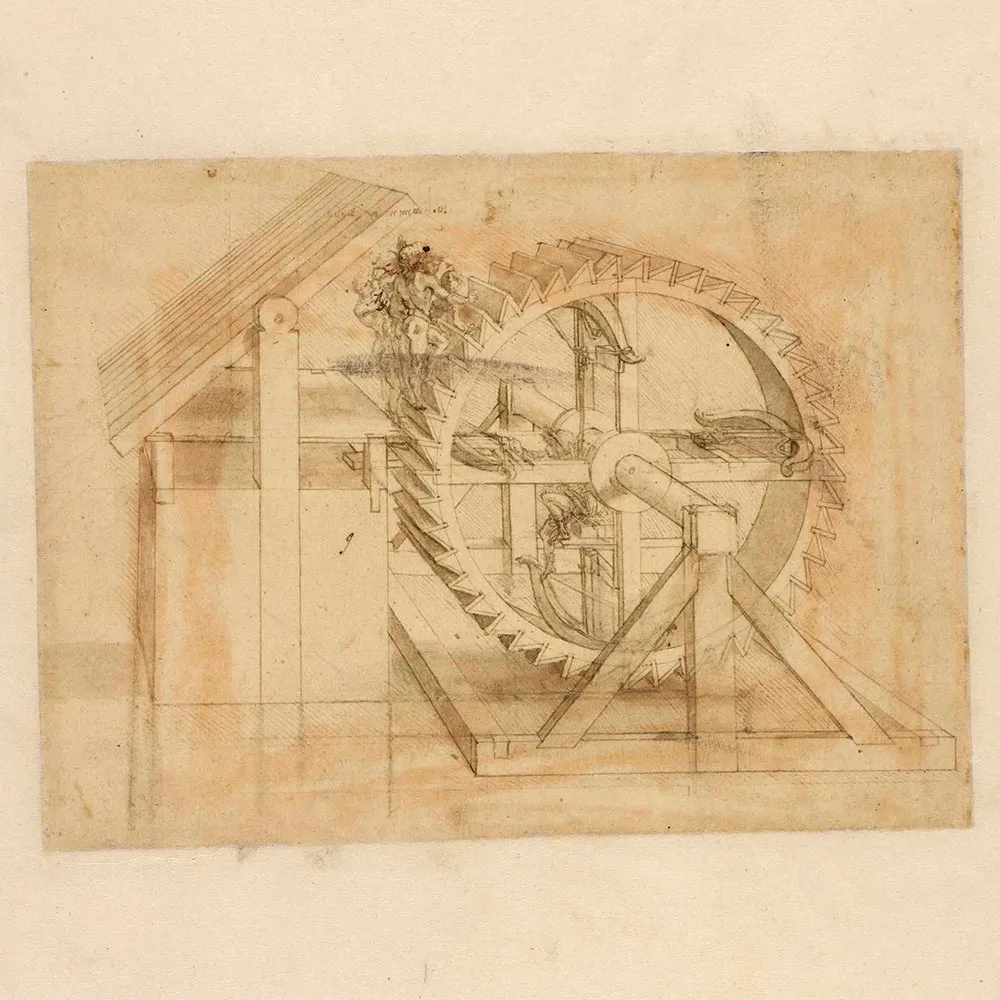 Designs for a Treadwheel with Four Crossbows (Revolving Crossbow)