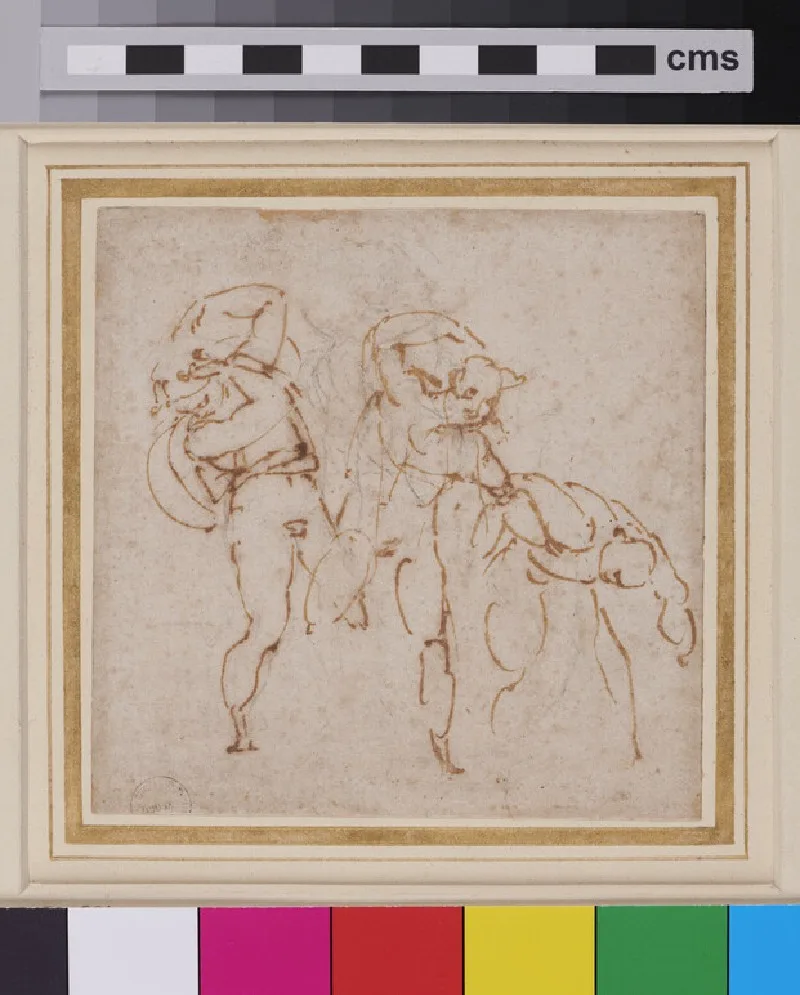 Three Figures in violent movement