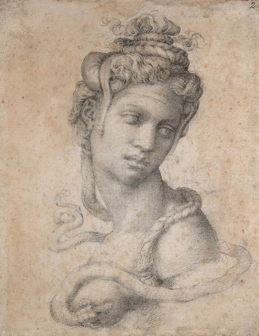 Michelangelo Buonarroti (Italian, –). Cleopatra in Bust Length. Black chalk. Casa Buonarroti, Florence (2 F recto)