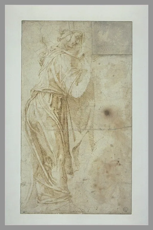 MONTELUPO Raffaele da - Femme debout, drapée, de profil, tournée vers la droite
