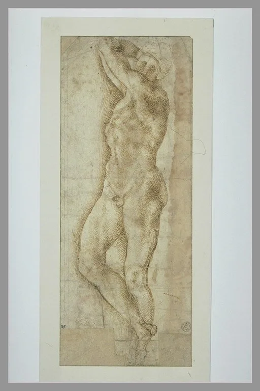 Etude d'homme nu, les bras levés