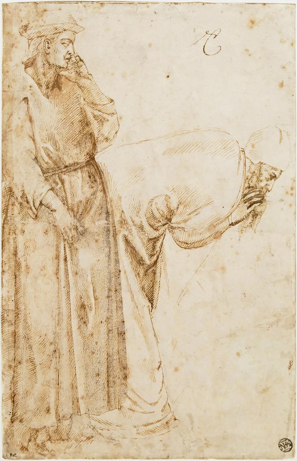 Etude de deux figures d'après Giotto - Michel-Ange - Musée du Louvre Arts graphiques