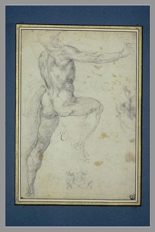 Satyre, de profil, à droite