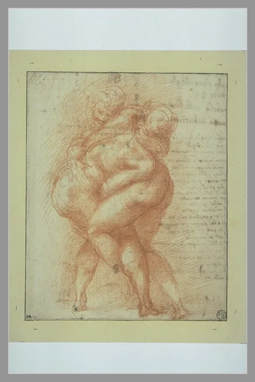 Deux hommes nus, luttant