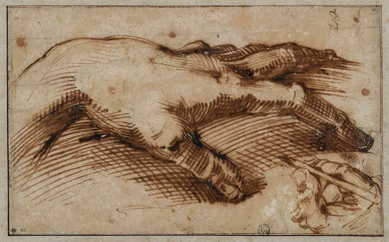 Etude d'une main en dessinant une autre