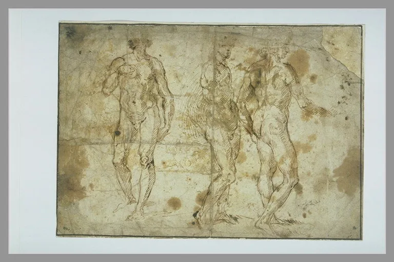 Attribué à PIERO D'ARGENTA - Trois hommes nus, debout