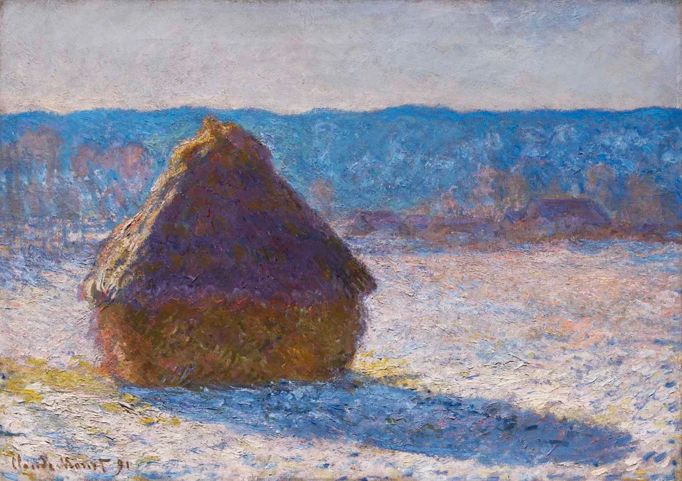 Grainstack, Snow Effect, Morning