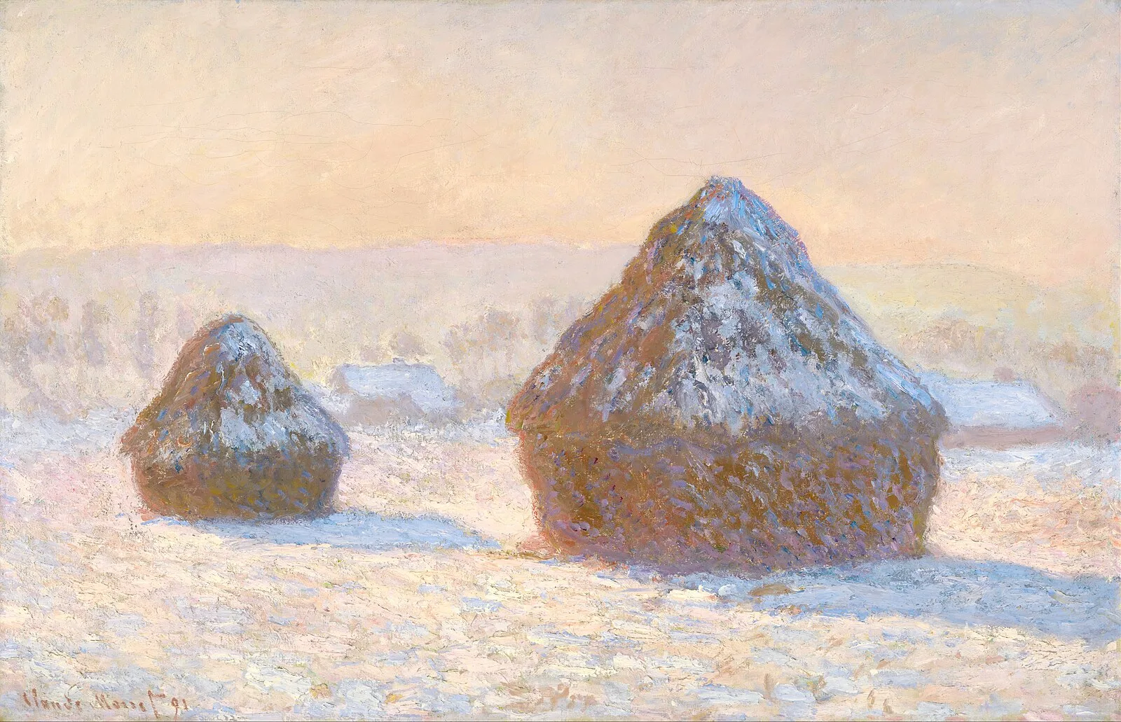Grainstacks in the Morning, Snow Effect