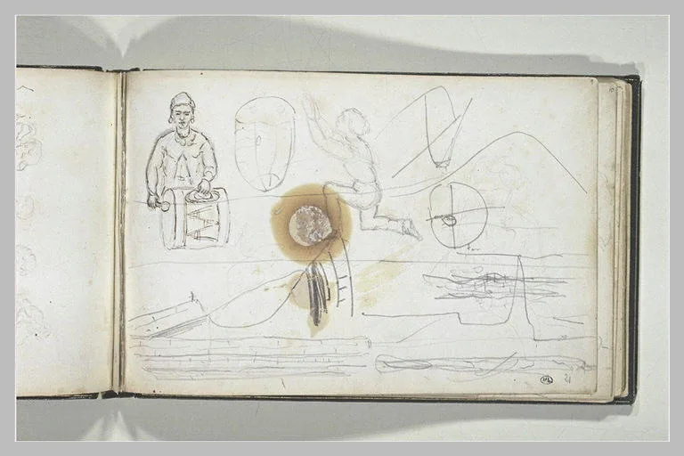 Feuille d'esquisses avec un joueur de tambour