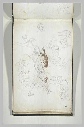 Feuille d'études de personnages, avec des anges