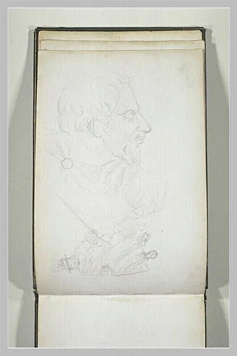 Etude d'une tête de profil, et croquis d'un postillon