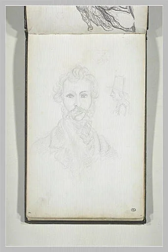 Portrait d'un homme, tête de face, et croquis d'une tête de profil