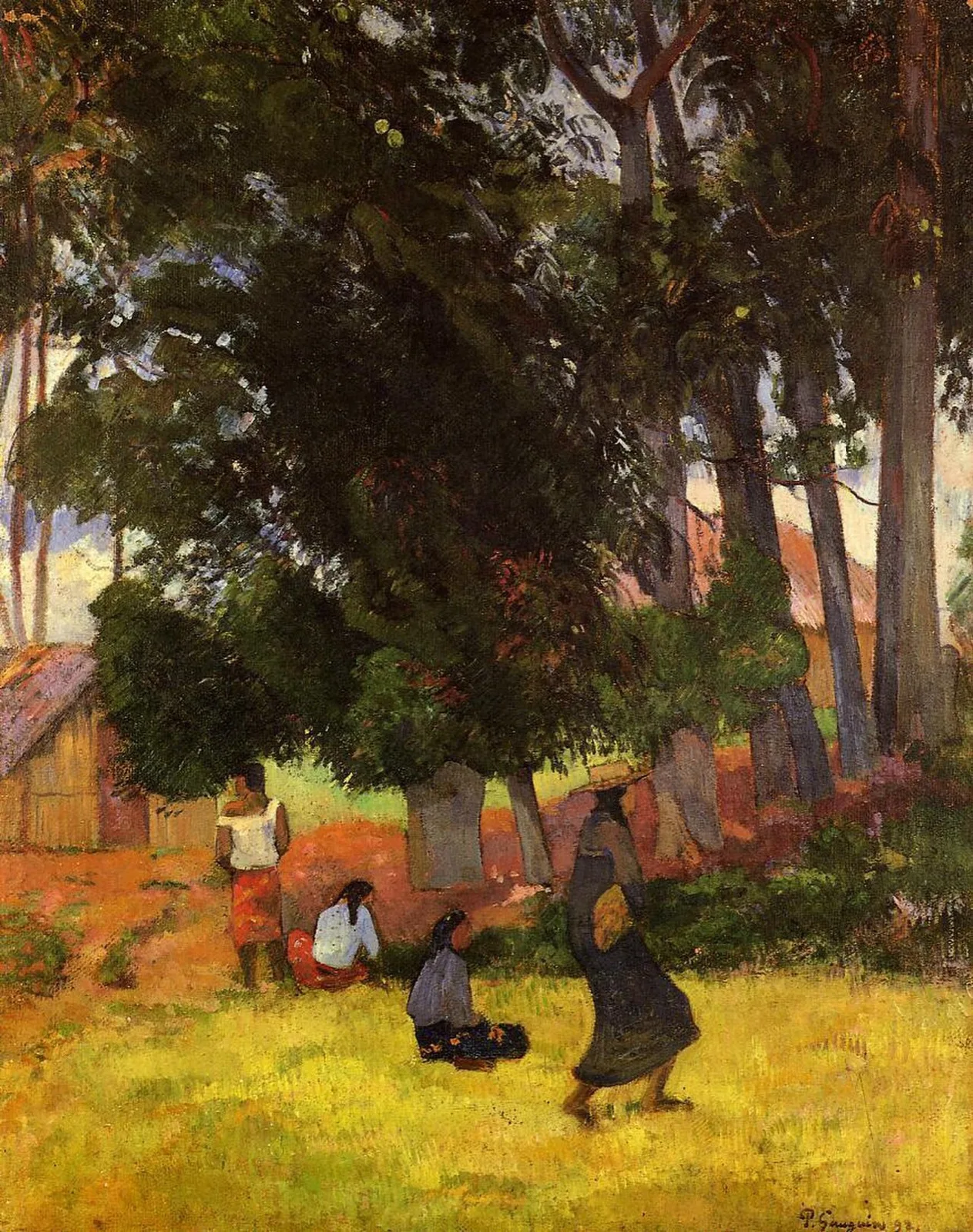 Landscape from Tahiti with four Figures