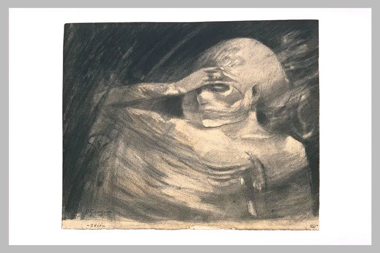 Figure de spectre portant la main droite à son front: Madame La Mort