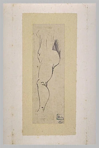 Croquis de femme nue, de profil à gauche