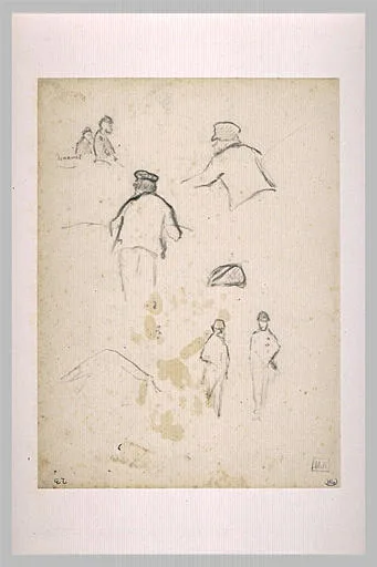 Feuille de croquis avec six personnages