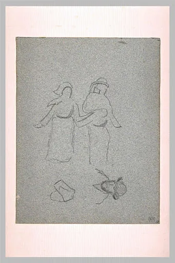 Couple de paysans bretons; tête d'homme, et tête de femme
