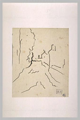 Croquis de paysage: route au premier plan
