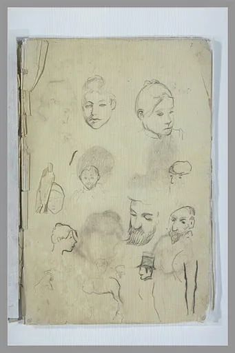Etudes de têtes d'hommes et de d'une tête de jeune fille