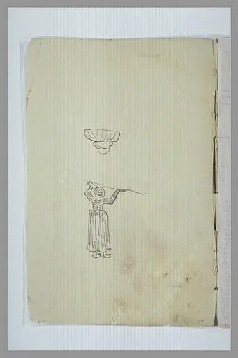 Etude d'une femme bretonne, de dos et motif décoratif