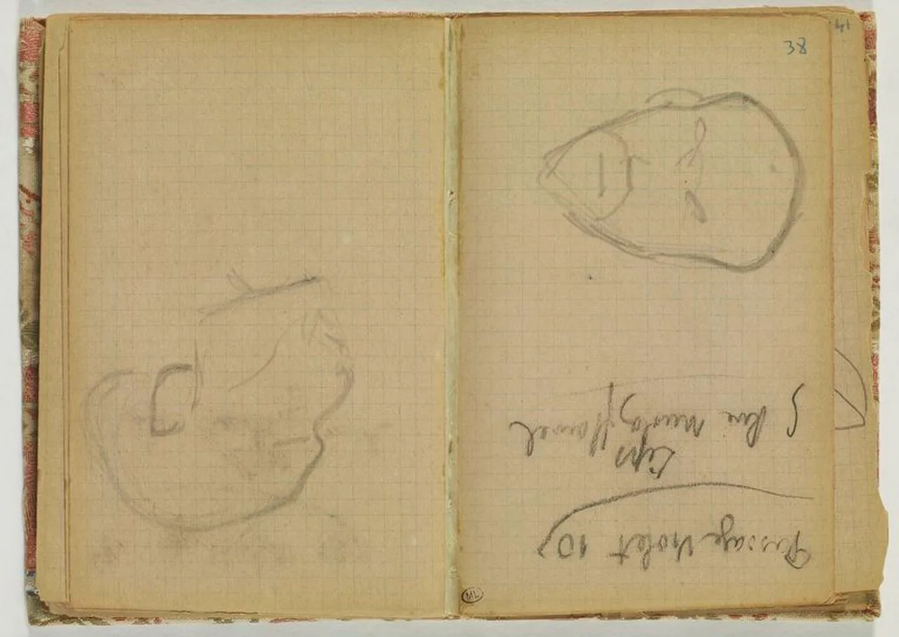 Croquis de tête, vue de profil, tournée vers la gauche