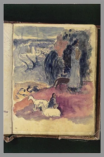 Figures et animaux dans un paysage