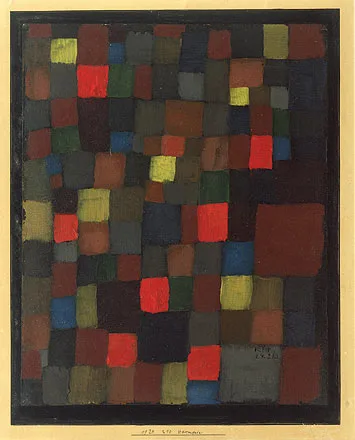 Abstract Colour Harmony in Squares with Vermilion Accents