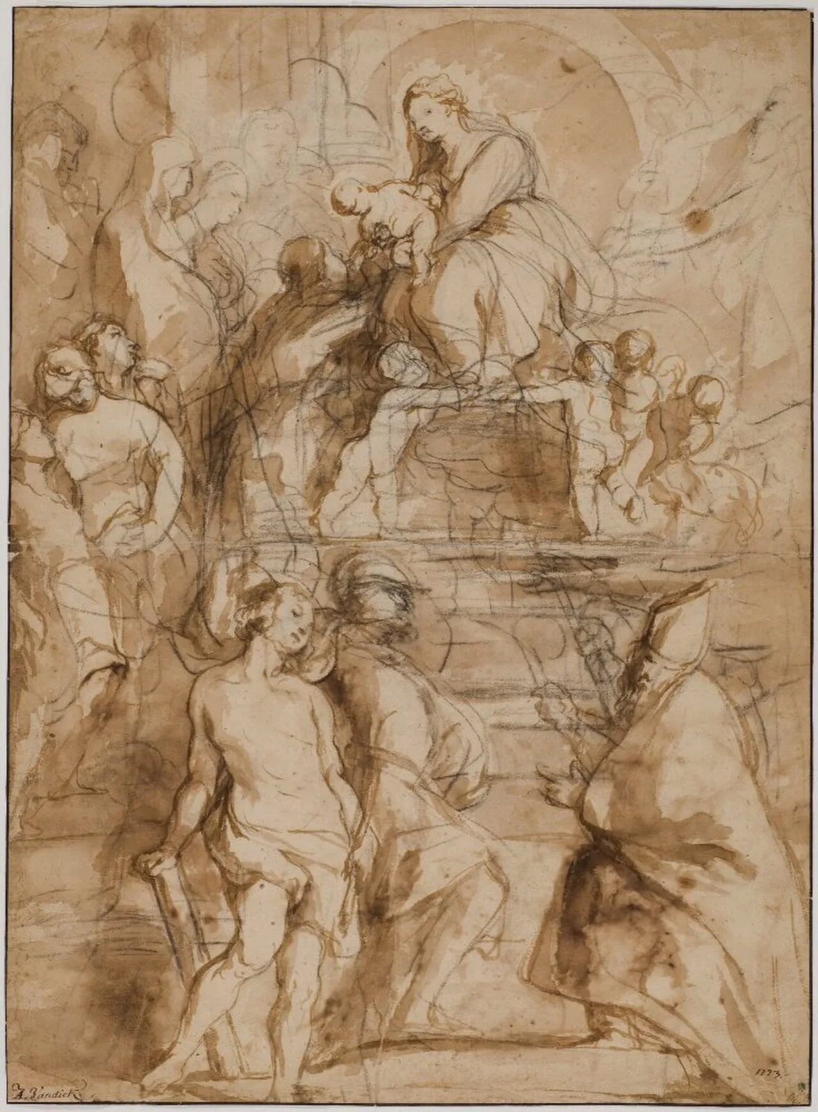 La Vierge adorée par des Saints