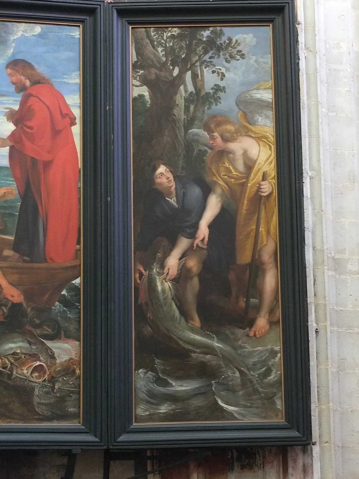 Tobias captures the fish and pulls it on the land on the orders of the angel(Tobias 6:1-10), -19
