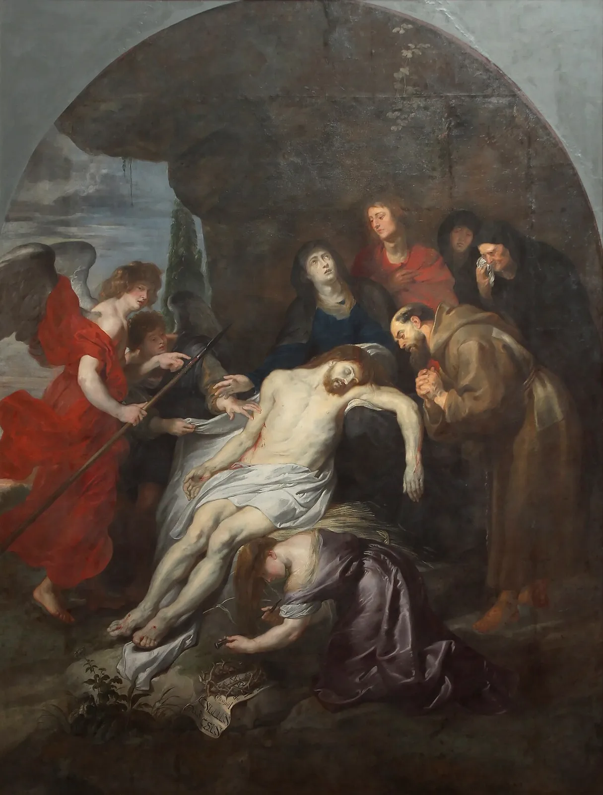 The lamentation of Christ with Saint Francis