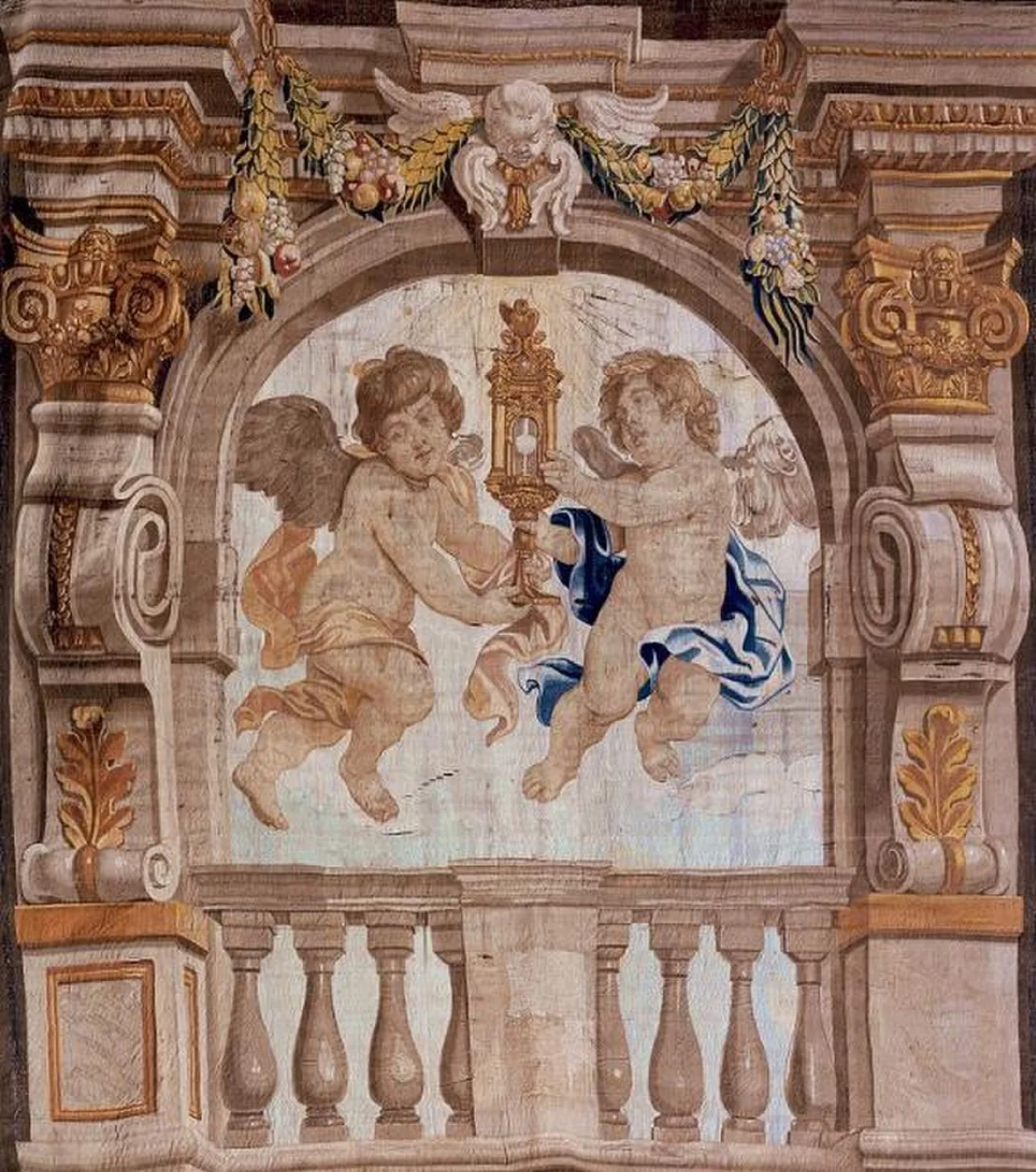 The monstrance held by two cherubs (tapestry)