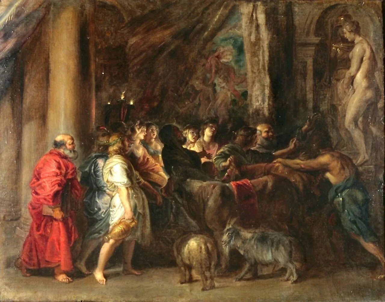 Sacrifice in a Temple (after Adam Elsheimer)