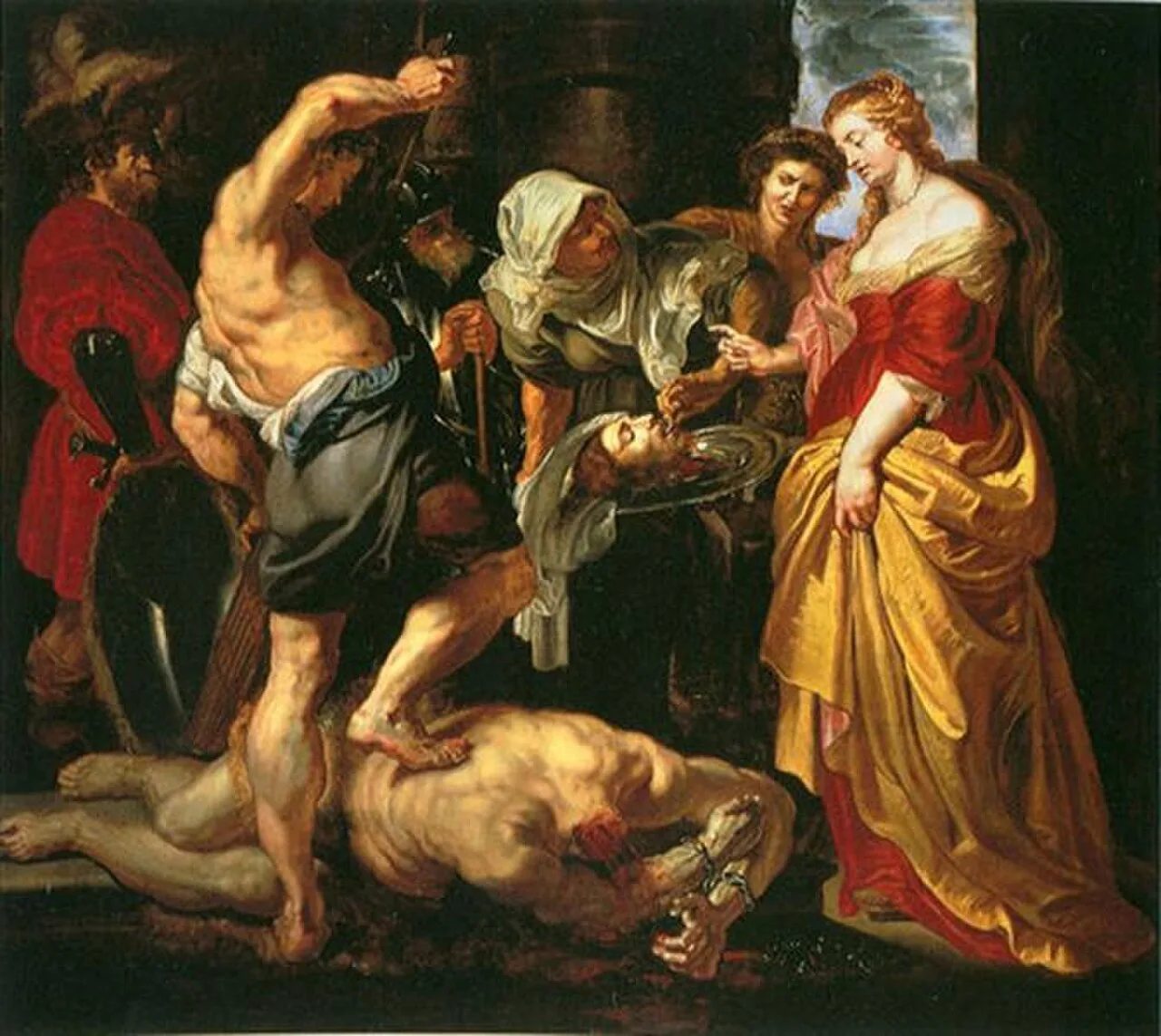 Beheading of John the Baptist as Salome looks on