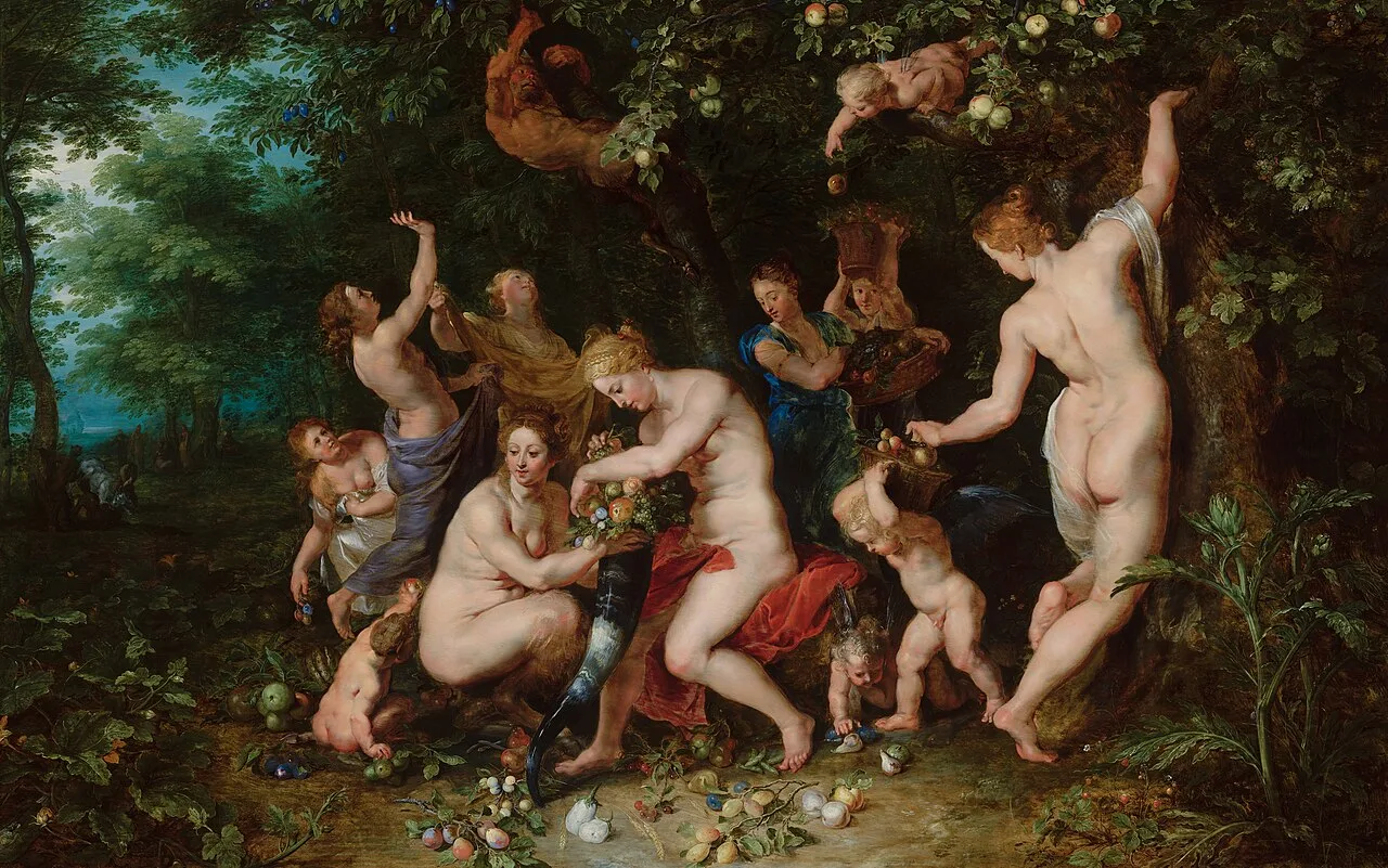 Nymphs filling the horn of plenty