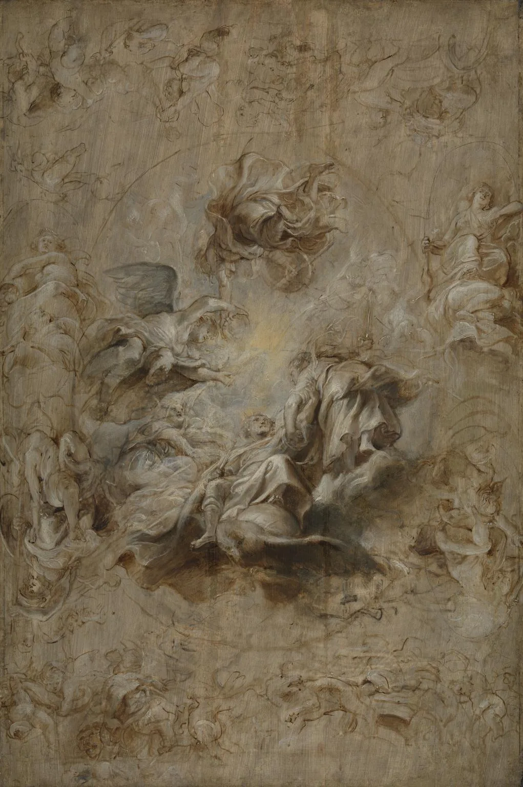 The Apotheosis of James I and Other Studies: Multiple Sketch for the Banqueting House Ceiling, Whitehall