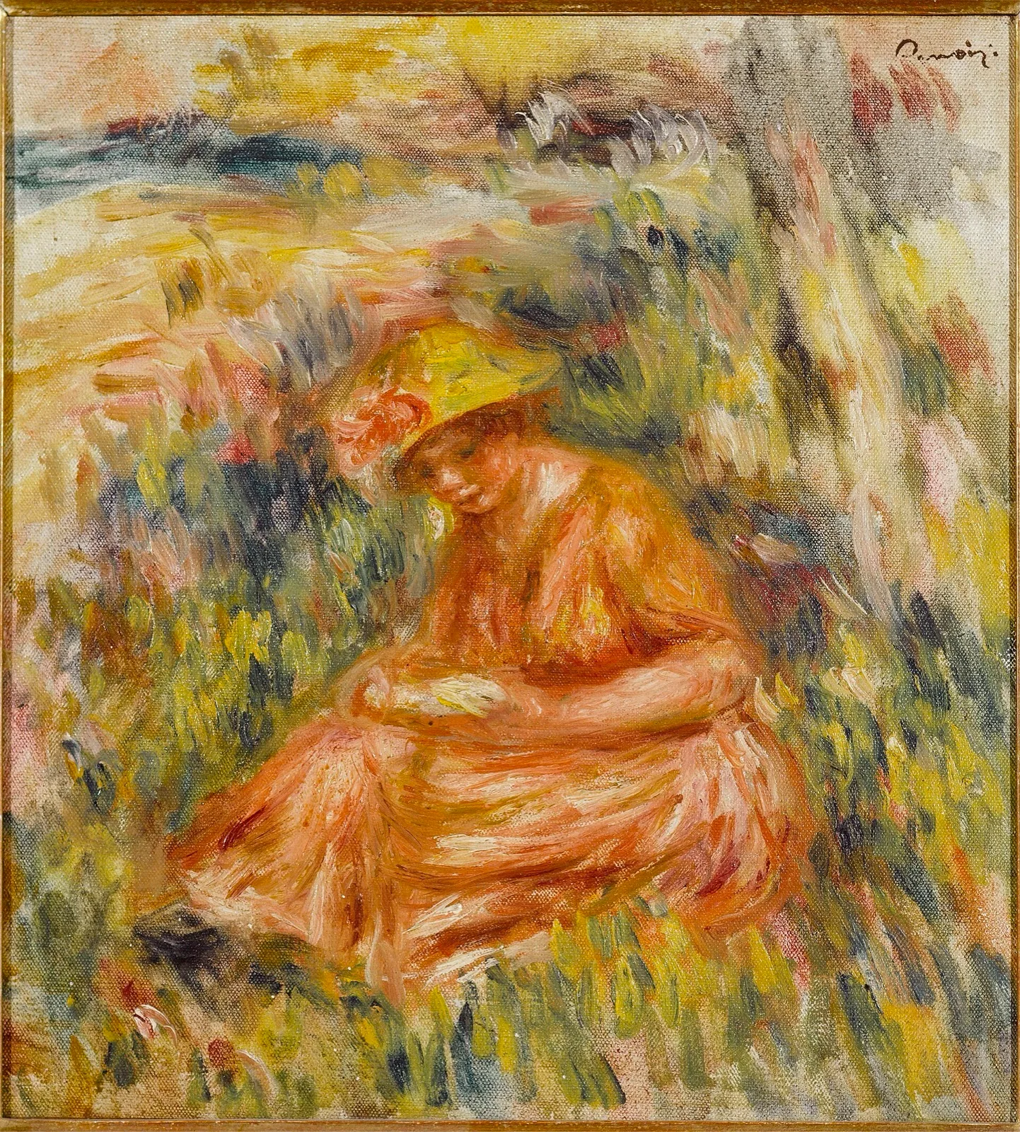 Femme lisant dans un paysage