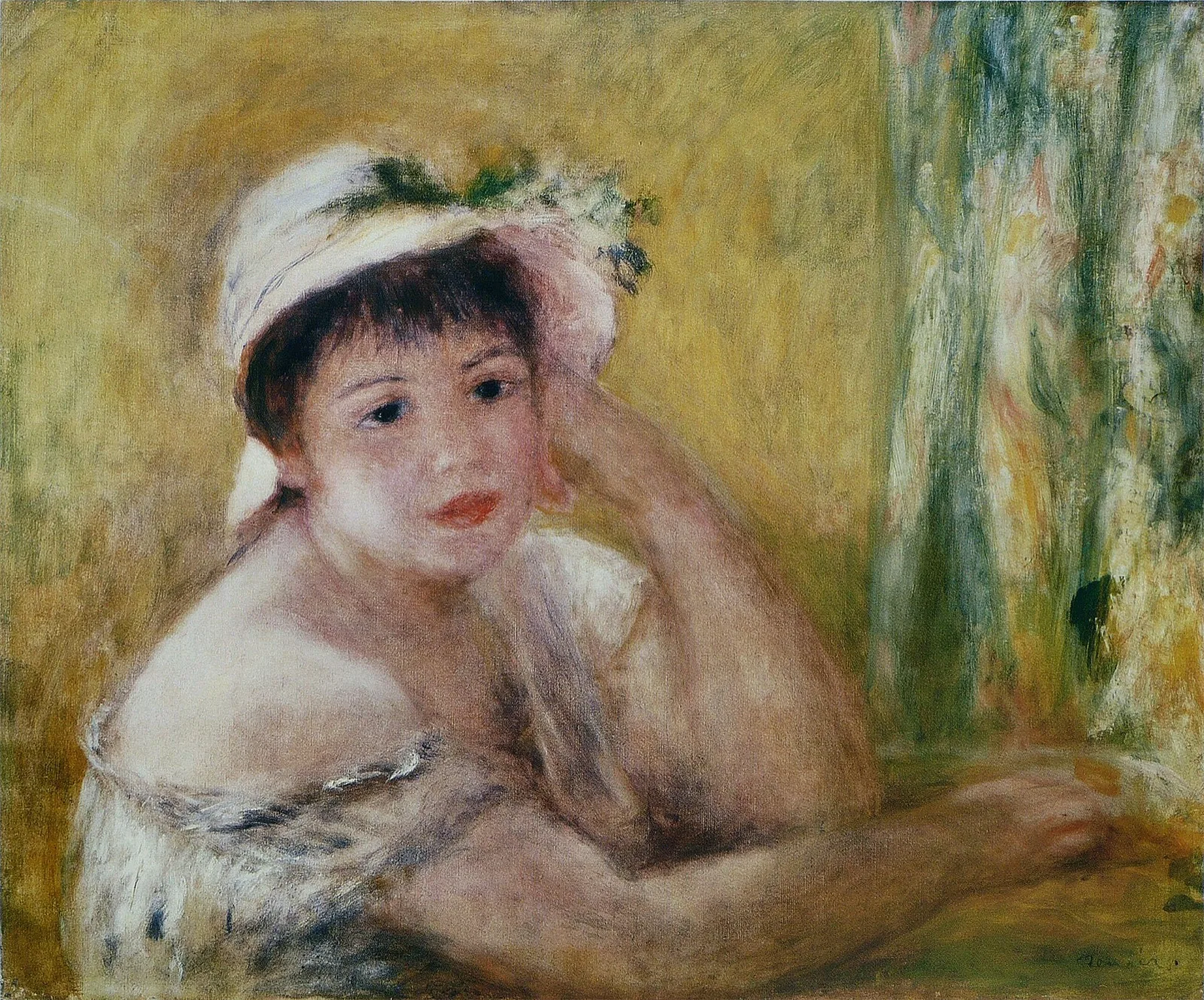 Woman wearing a straw hat