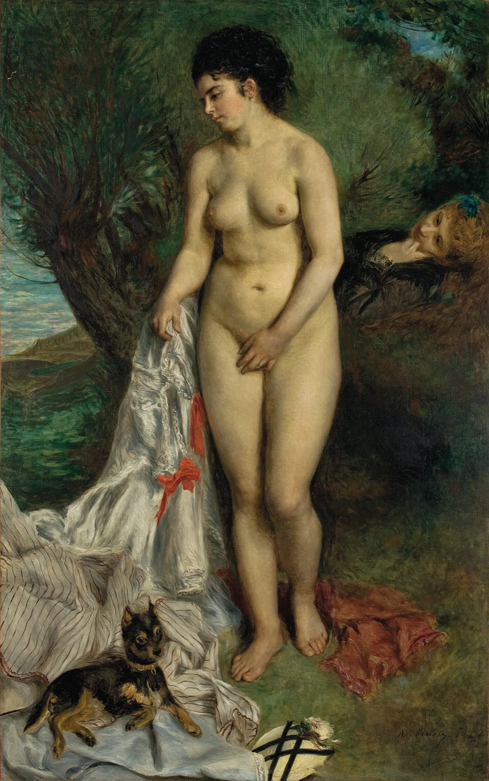 Bather with a Griffon Dog