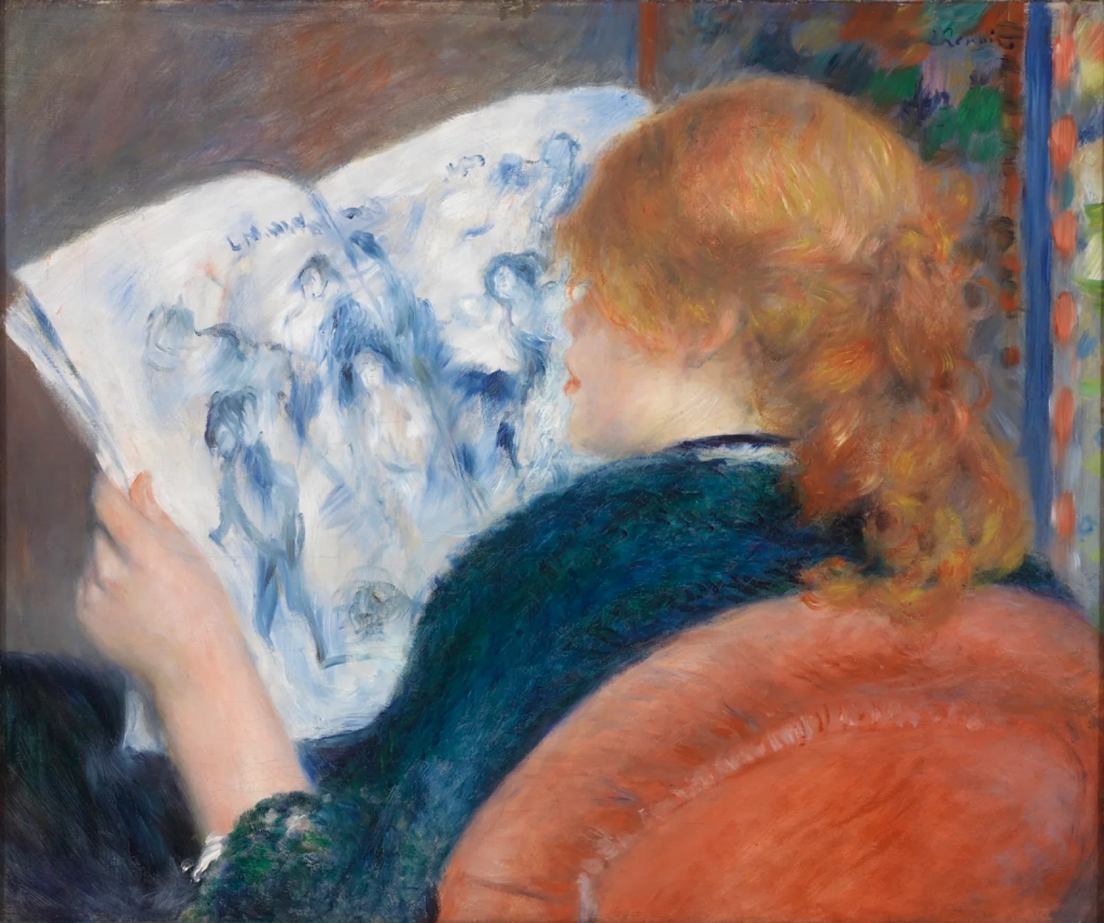 Young Woman Reading an Illustrated Journal