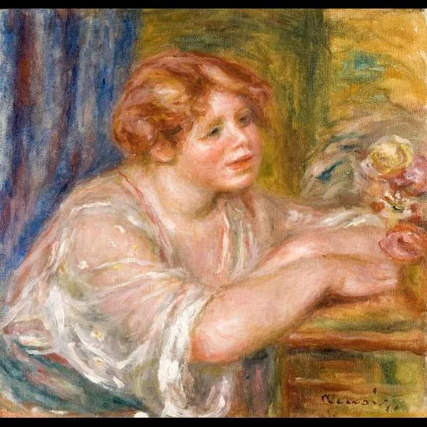 Young Girl Looking at Flowers