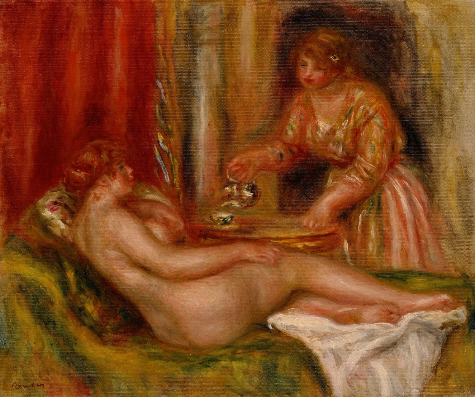 Reclining Nude and Servant Serving Tea
