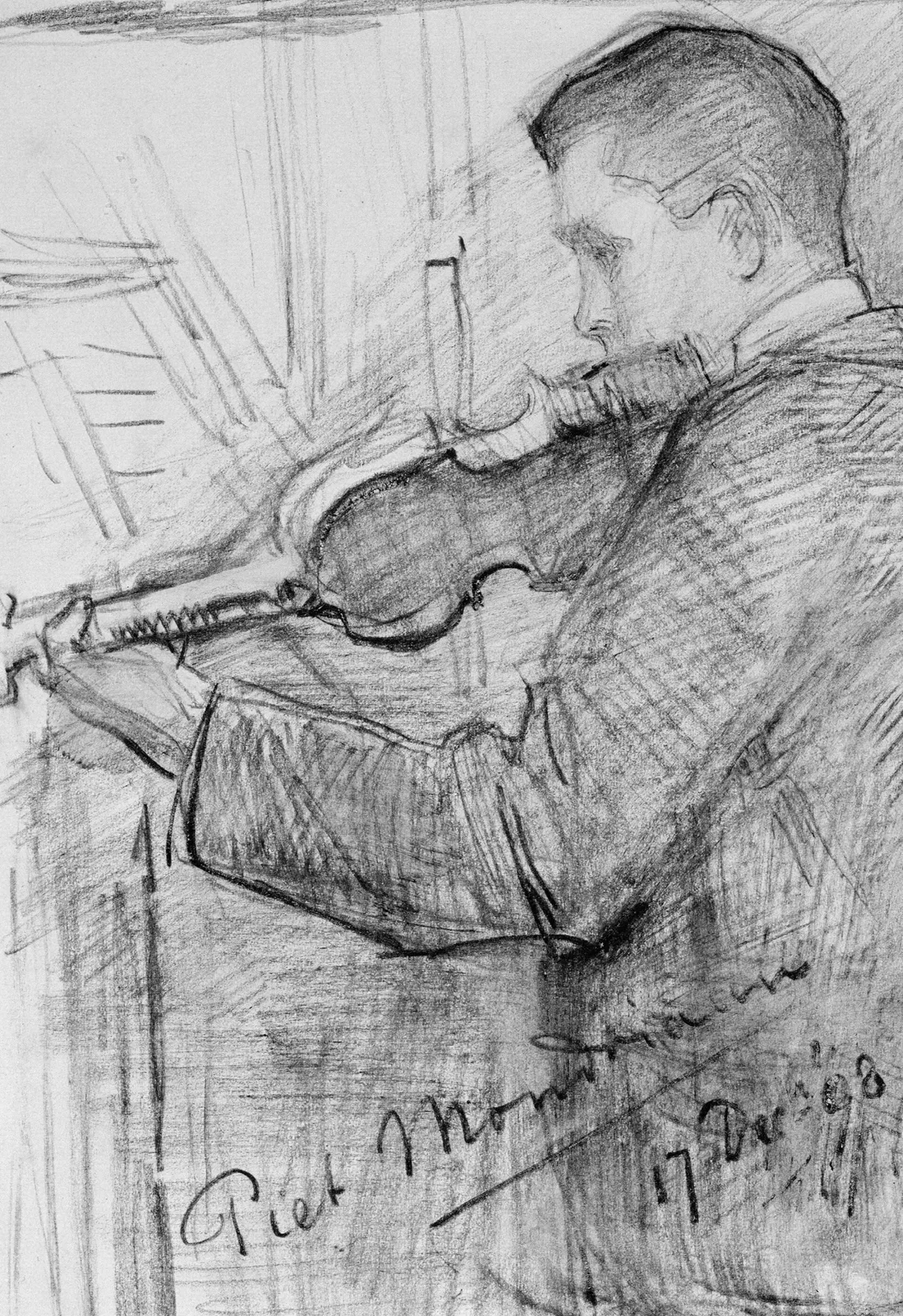 F.H. Mondriaan playing the violin