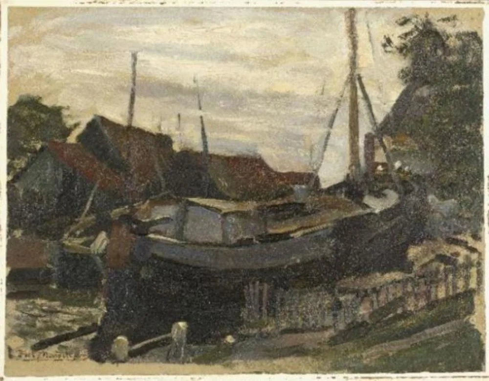 Drydock at Durgerdam, oil sketch
