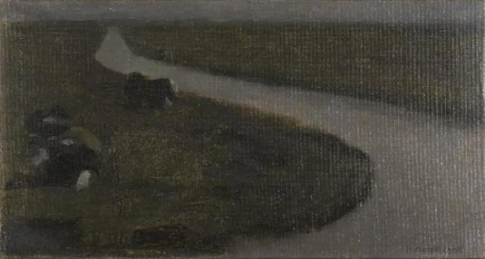 Polder landscape with irrigation ditch and two cows