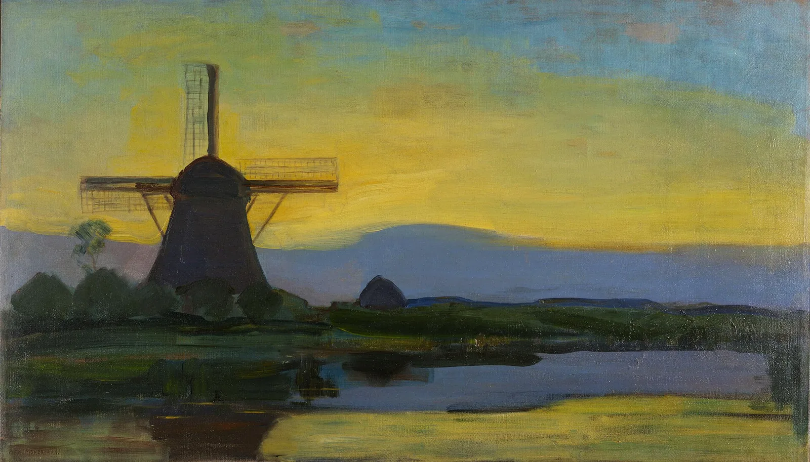 Oostzijdse mill with extended blue, yellow and purple sky